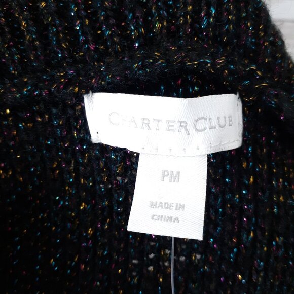 Charter Club Cowl Neck Sweater PM Black Sparkle 6 - Picture 5 of 7